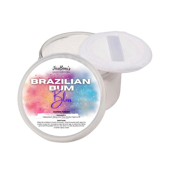 Brazilian Bum Bliss Dusting Powder, Talc Free Body Formula for Women, Soft Scented Skin Care, Gentle Powder for Daily Freshness, (4oz Jar) | Talc Free Body Formula, Soft Scented Skin Care, Gentle Powder for Daily Freshness, Includes Puff Application