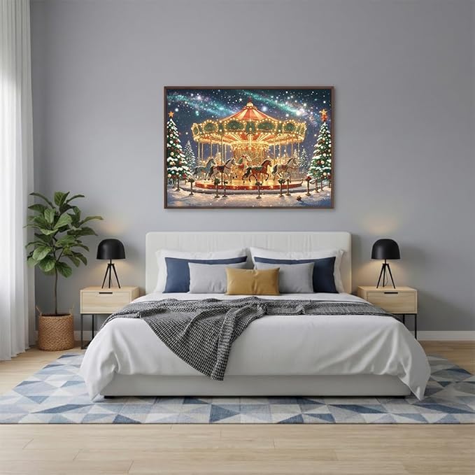 Puzzles for Adults 1000 Pieces - Christmas Winter Carousel Colorful Jigsaw Puzzles, Fun Family Game, Challenging Brain Teaser, 28 x 20 in, Great Gift Idea & Home Decor (Winter Carousel)