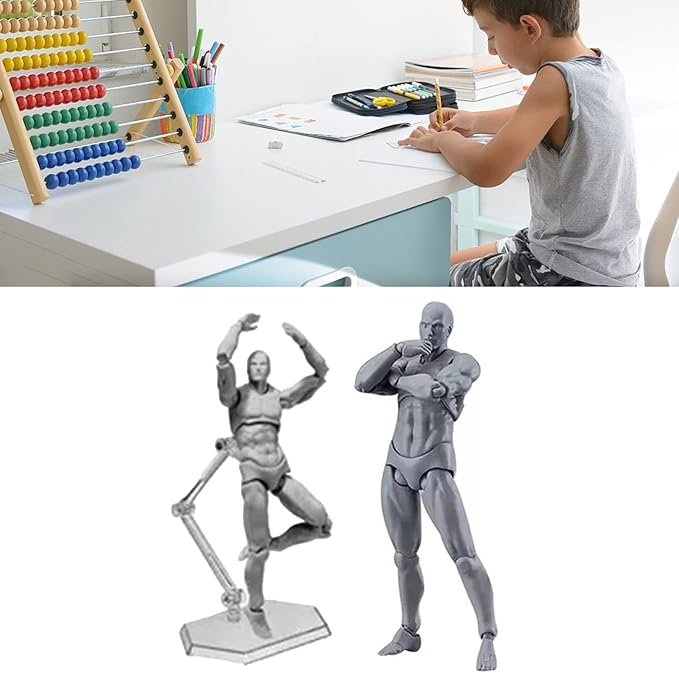 PVC Drawing Figure Action Mannequin, PVC Drawing Figure Model Drawing Figure Mannequin, Action Figure Body, for Sketching, Painting, Drawing, Female Artist (Male) (Man #13)