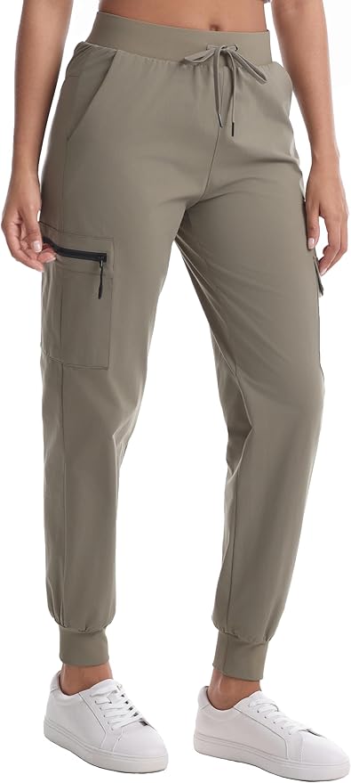 Rrosseyz Women's Hiking Pants with Pockets - Lightweight Water Resistant Joggers Cargo Pants for Casual Travel Golf Outdoor