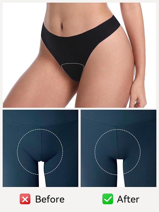 LUCKMEEY Cotton Thongs for Women Seamless Thongs for Women No Show Thong Panty Liners Workout G-String Thongs Underwear