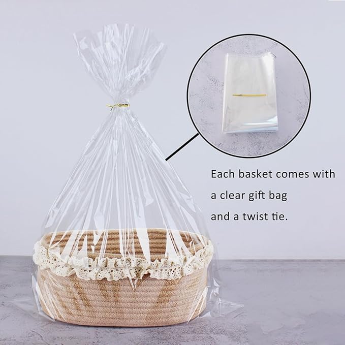 Yimi's Dream Basket for Gifts Empty, Small Brown Storage Basket for Shelves | Cute Jute Woven Gift Basket with Handle for Easter, Baby Shower, Birthdays, Nursery, Families Decorative(Oval, 12"x 8"x 5")