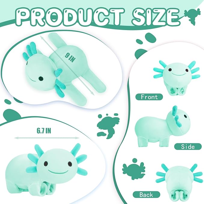 Huggers Axolotl,Stuffed Axolotl Slap,Cute Animal Book Buddy Slap,Fun Axolotle Toys for Boys and Girls.Green