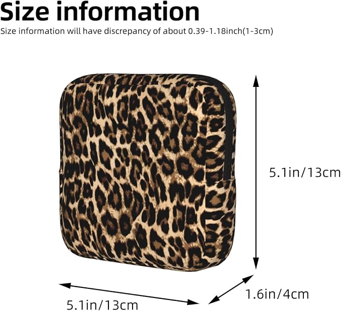 Leopard Cheetah Print African Animal Hunting Period Bag For Women,Portable Sanitary Napkin Period Pad Pouch For Purse, Small Make Up Bags