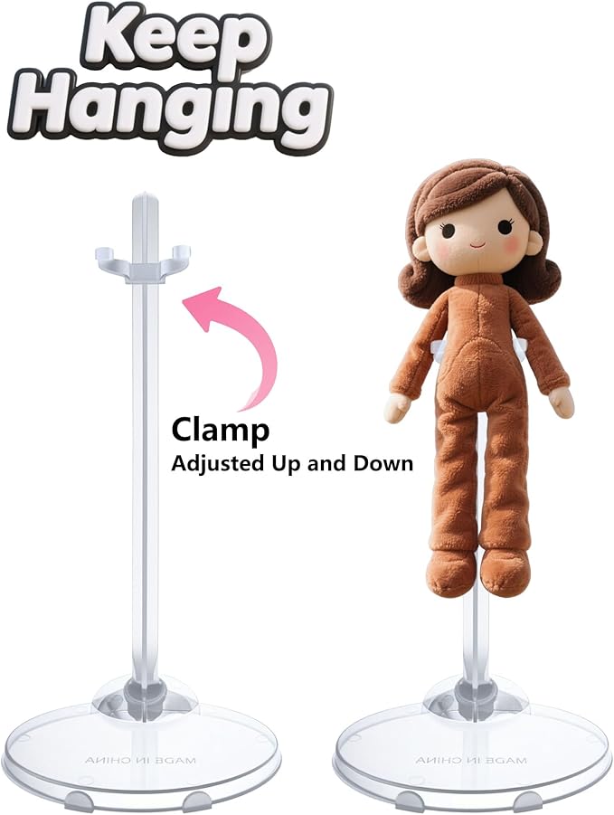 12 Pcs Adjustable Doll Stands - Transparent & Lightweight Display Rack for Dolls, Action Figures & Monsters
