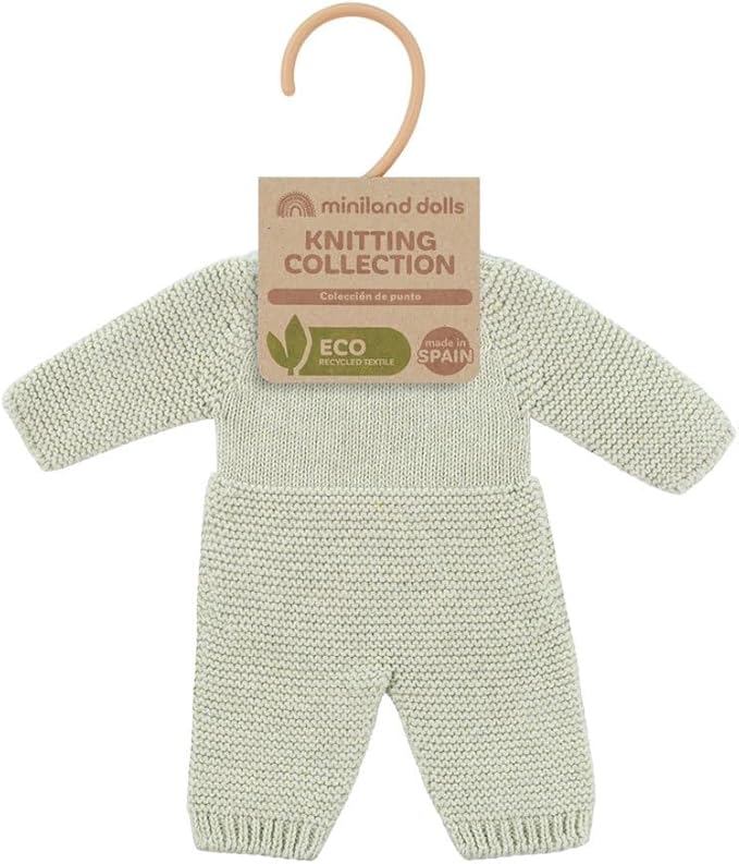 Miniland Clothes for Dolls 12 5/8'' Knitted Outfit Green Color - ECO, Made in Spain, Quality, Role Play, Educational