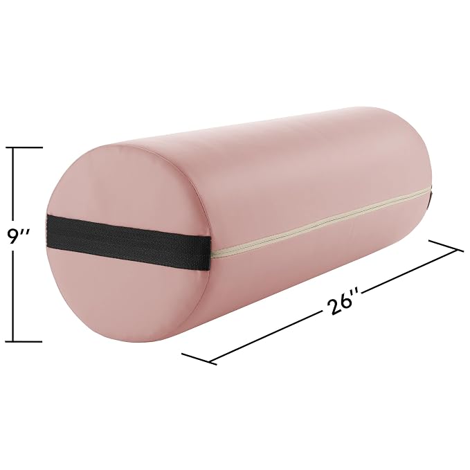Saloniture Jumbo Round Massage Table Bolster Pillow Pad - 26 x 9 Inch - Pink