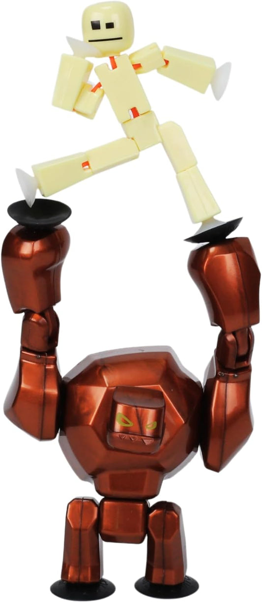 Zing StikBot & Mega Monster Stop-Motion Animation Pack – Exclusive Butter Yellow StikBot + Bronze Gigantus Figure, Creative Toy for Kids Age 4+