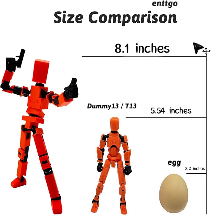 (Assembly Completed) 3D Printed Enlarge Body Size 8.13-inch Action Figure Lucky20, Full Body Mechanical Movable Toy, Multiple Accessories, Desk Decoration (Orange)