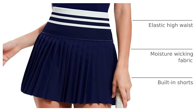 Women 2 Piece Tennis Skirt Set Polo Golf Outfits Racerback Tank Top Pleated Skort with Pockets Summer Workout Athletic Dress