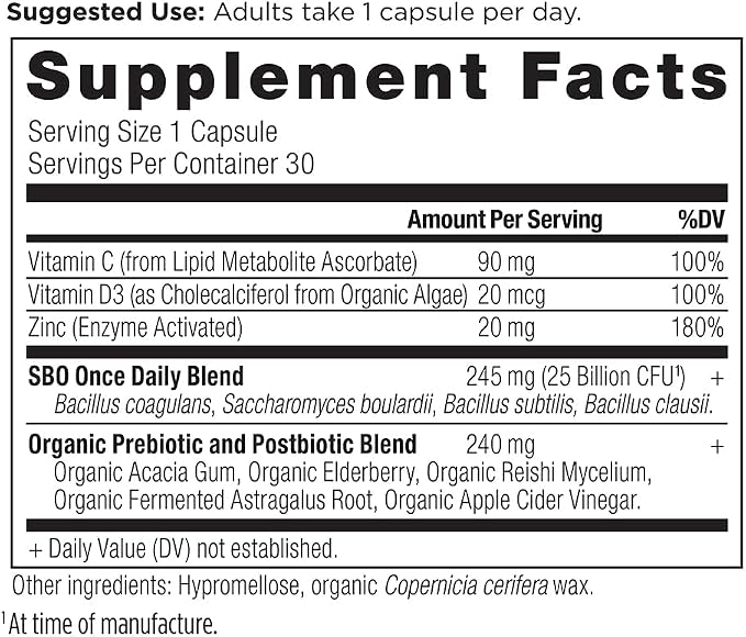Ancient Nutrition Probiotics for Immune Support, SBO Once Daily Probiotics with Vitamin C and Vitamin D, 30Ct for Healthy Digestion and Immune System Function Support, 25 Billion CFUs*