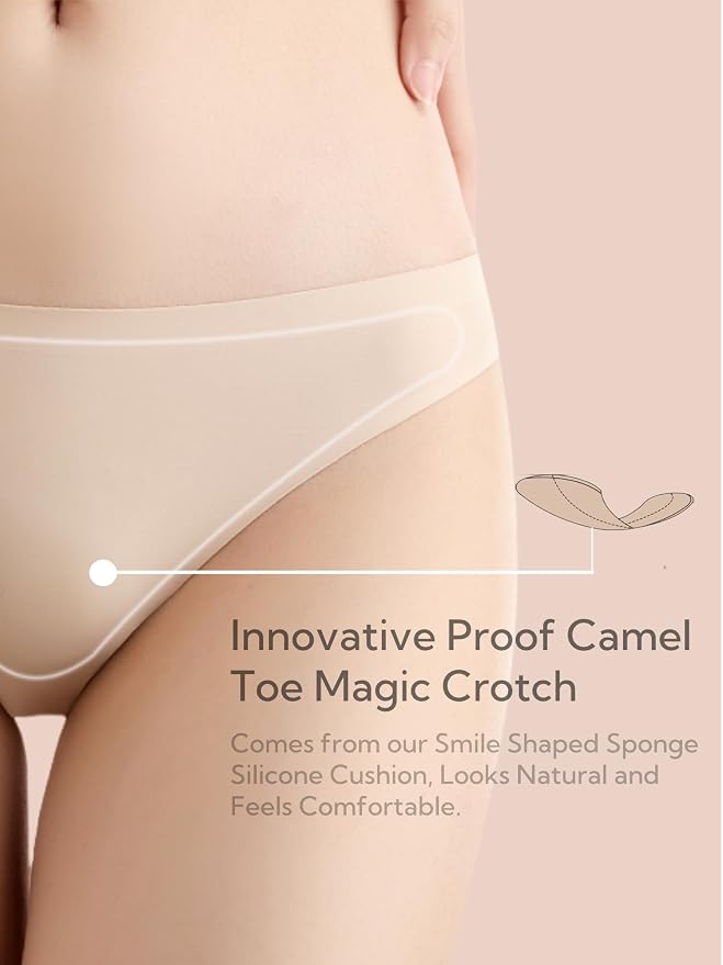 Seamless Anti Embarrassment Workout Underwear | No-Show Invisible Thongs, Smooth Contour Proof Intimates, Cameltoe Concealer Clothing Layer
