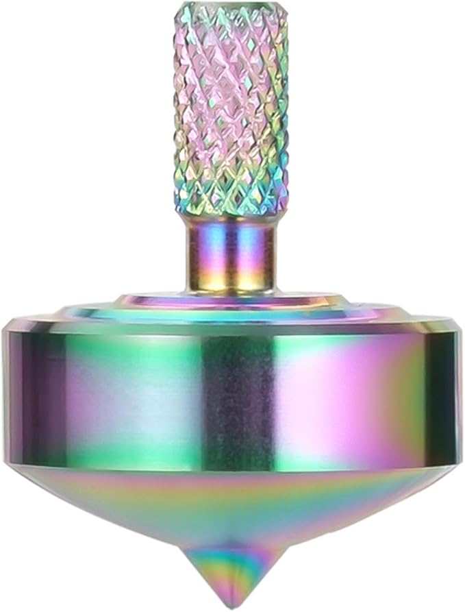 Stainless Steel Spinning Top, Precision Mini Desktop Gyroscope, Kill Time Reduce Stress ADHD Toys, Perfect Balance Gyro (Iridescent Style 2)