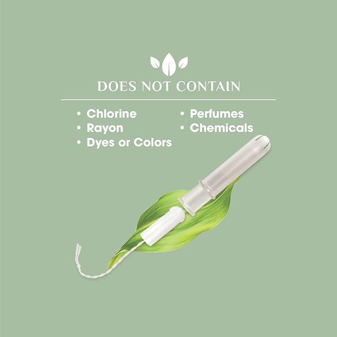 Organyc - 100% Certified Organic Cotton Tampons - Plant-Based Eco-Applicator (Super Flow, 96 Count (Pack of 6))
