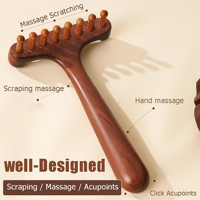 OULIGET Wood Gua Sha Massage Tools Set,Scraping Scalp Comb,Scraping Natural Wooden Gua Sha Tool for Headache,Back,Neck,Shoulder Relaxation,Neck Massage Comb.