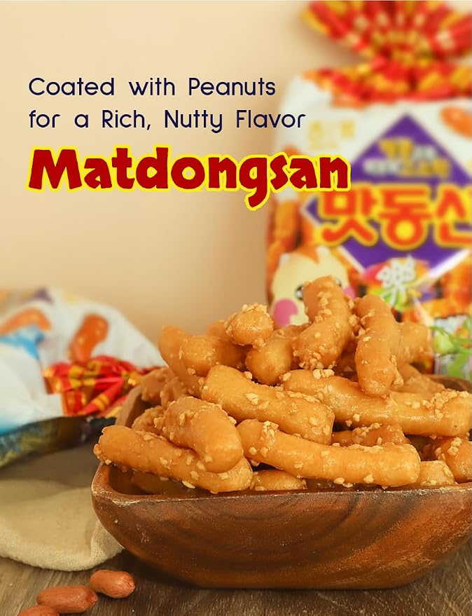 Matdongsan Korean Honey Peanut Snack, Sweet & Crunchy Peanut Coated Biscuit, 155g (5.47 oz)