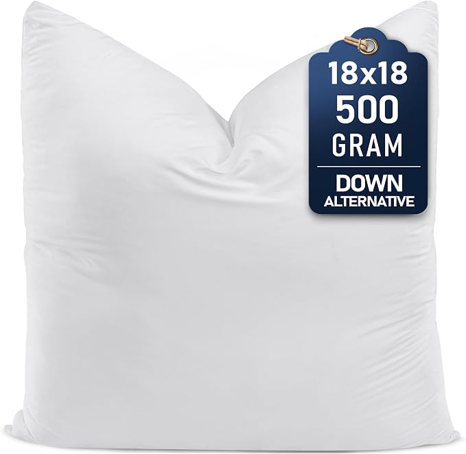 Utopia Bedding Throw Pillows, 18x18 Pillow Inserts, Pack of 1, White | Down Alternative Throw Pillow Inserts, Couch Pillows for Indoor Decor, Plush & Supportive, Decorative Cushion for Sofa, White