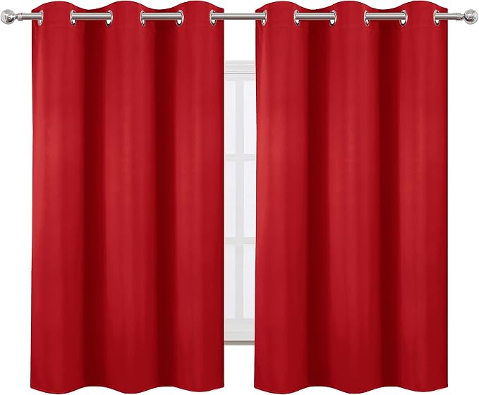 LEMOMO Blackout Curtains 38 x 54 inch/Bright Red Curtains Set of 2 Panels/Thermal Insulated Room Darkening Bedroom Curtains