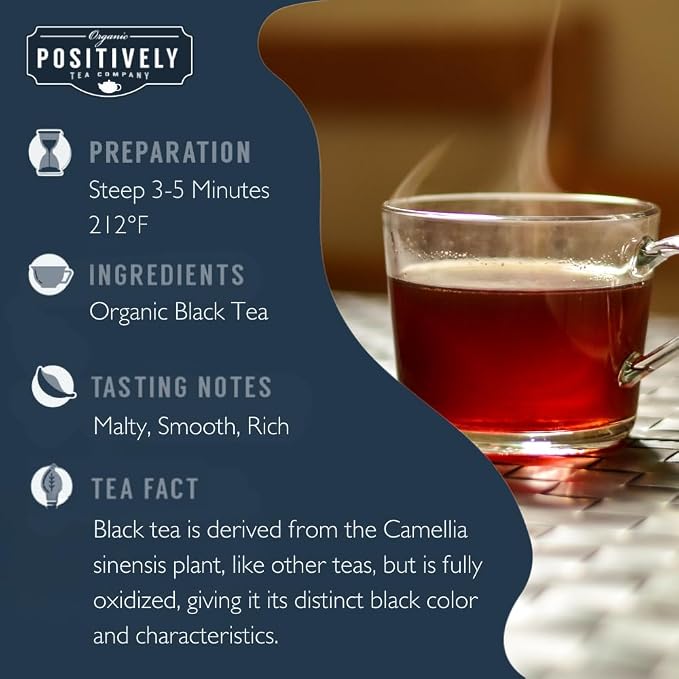 Organic Positively Tea Company, Organic Black Tea Bags, 20 Count