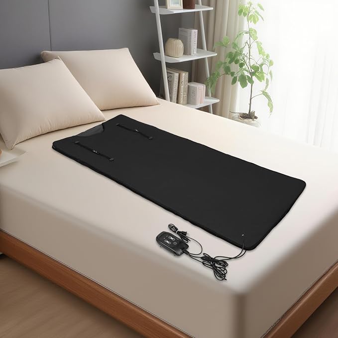 70.87 x 31.5In Portable Sauna Blanket 500W Far Infrared Sauna Blanket Foldable Sleep Bag at Home with Controller Adjustable Timer Carrying Bag for Detox Relaxation Weight Management