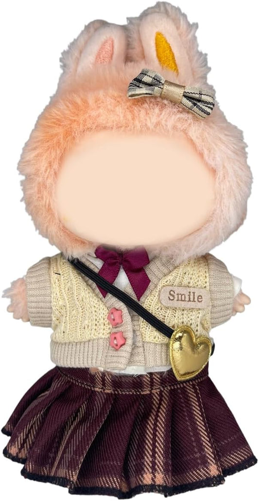 [5 in 1] 17cm Doll Clothes(NO Doll), Cute Dolls Outfit Accessories with Uniform Kawaii Clothes Set for Dolls (Style 20)