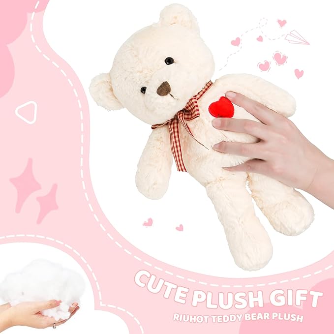 Small Teddy Bear with Heart Cute Brown Teddy Bear Stuffed Animal Soft Stuffed Bear Plush Bear Plushie Toys Gifts for Girlfriend Boyfriend Kid