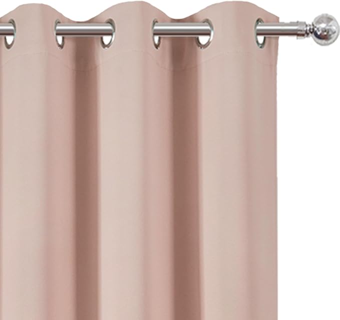 LEMOMO Blush Blackout Curtains 34 x 63 Inch Length/Set of 2 Curtain Panels/Thermal Insulated Room Darkening Blackout Curtains for Bedroom