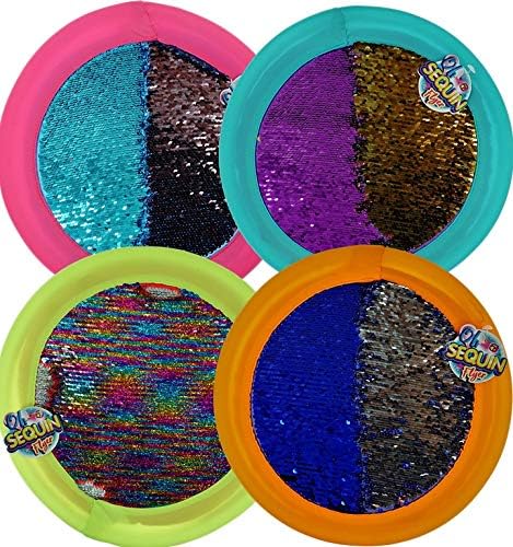 JA-RU Sequin Flyer Soft Frisbee-Disk Toy (1 Frisbee Assorted) Flying Disc for Kids and Adults, Boys and Girls. Beach Pool Indoor and Outdoor Throwing Games. Birthday Gifts