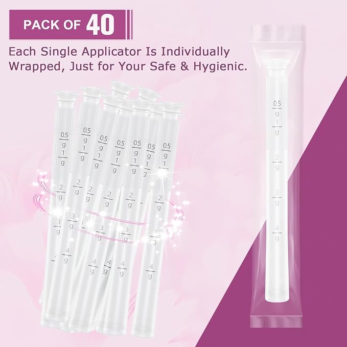 Disposable Vaginal Applicators – Updated with Dosage Markings, Individually Wrapped for Hygiene, Fits Most Lubricants, Creams & Gels, Feminine Care Essentials (60 Pack)