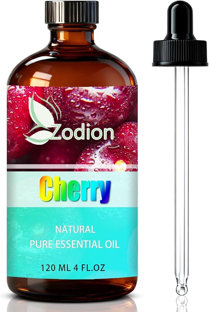 Cherry Essential Oil - Cherry Oil for Diffuser, 4 Fl Oz(120ml) | Candle Making, Soap Making, aroma, Strong Scent, Pure, Natural, Home Fragrance, Massage