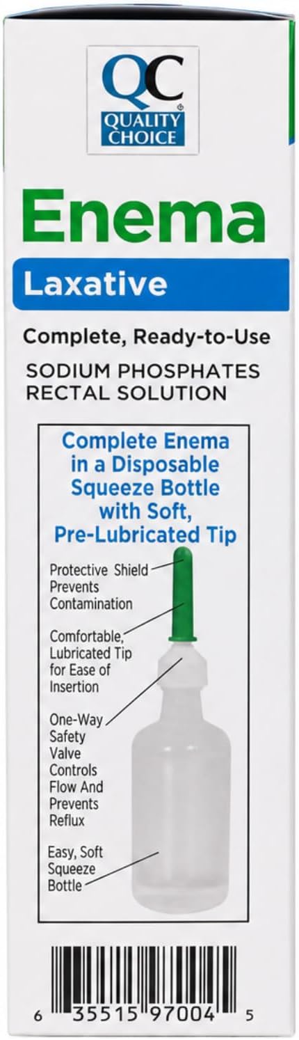 QC, Enema Sodium Phosphates Rectal Solution, Latex Free 2 Bottles