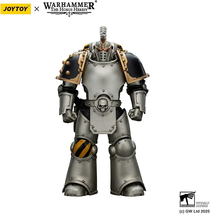 JOYTOY Warhammer The Horus Heresy lron Warriors Command Squad Chosen with Legion Standard 1:18 Scale Action Figure Mecha Joy Toy Collection Model 4.8 inch