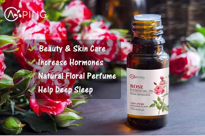 Rose & Neroli Essential Oils - 100% Pure Organic Natural Plant Oils for Diffuser, Aroma, Spa, Massage, Yoga, Perfume, 2x10ML