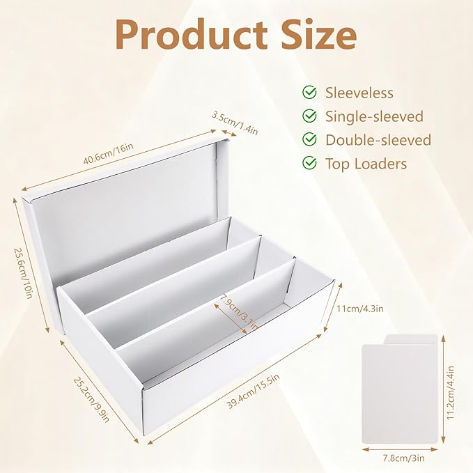 RLAVBL 1 Pack Trading Card Storage Box, 2400 Count Cardboard Card Boxes with Dividers for Sports, MTG, TCG, Toploader, 3 Row