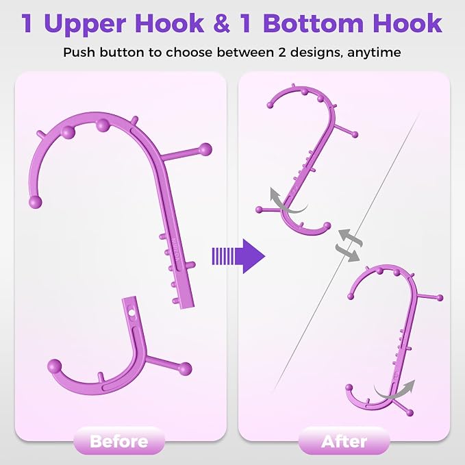 Detachable Trigger Point Massage Cane, Button-Release Design Massage Hook for Back, Neck & Shoulder Pain Relief, Pressure Point Massage Tool for Muscle Recovery (Medium, Pink)