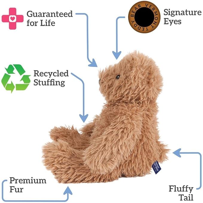 Vermont Teddy Bear Classic Teddy Bear – 13 Inch Almond Brown Bears Stuffed Animals, Super Soft Teddy Bear, Great Gift for All Ages