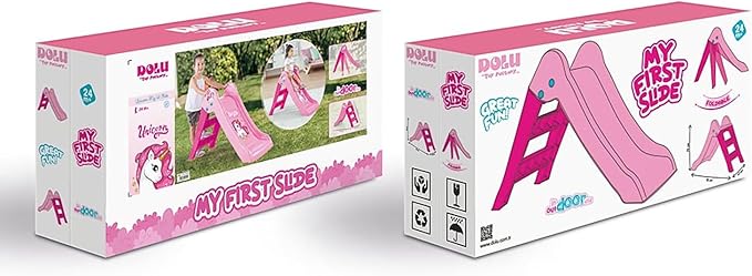 DOLU: My First Slide: Unicorn & Pink - Indoor/Outdoor Toy, Foldable Slope, 2 Step Ladder, Durable Plastic, Playground Equipment, Toddlers Kids Ages 2+