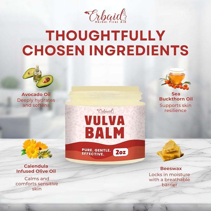 Vulva Balm – Vaginal Moisturizer for Women with Vaginal Dryness & Sensitive Skin – Natural Fragrance-Free Feminine Intimate Skin Care – Menopause & Postpartum Support – External Use Only, Made in USA