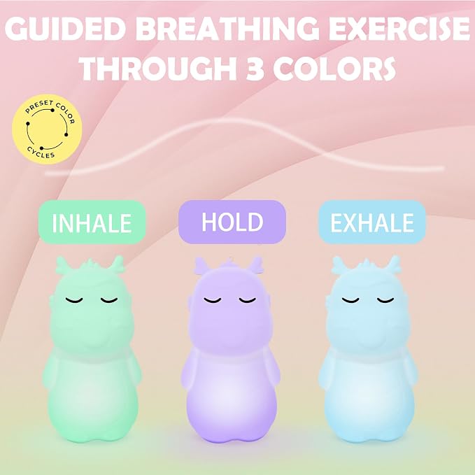 Breathing Loong Guided Visual Breathing Light for Mindfulness Relief | Relaxation Tool | Focus Meditation Device & Calming Night Light | Ideal for All Ages, Home & School Use (Loong)