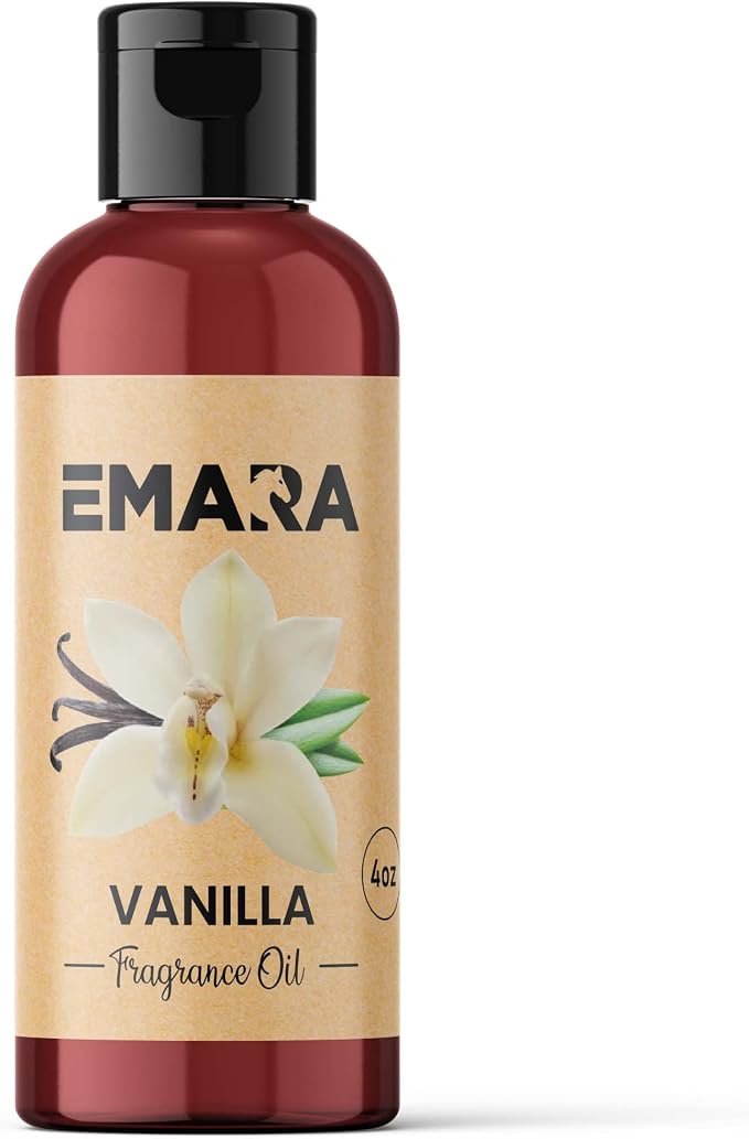 EMARA All Natural Herbal Vanilla Essential Oil for Diffusers, Skin Care, Aromatherapy Fragrance Oil, Organic Therapeutic Grade 4 fl oz