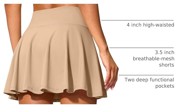 14" Tennis Skirt Golf Skorts with Pockets Tummy Control Shorts Pleated Skirts for Women Athletic Dressy Casual