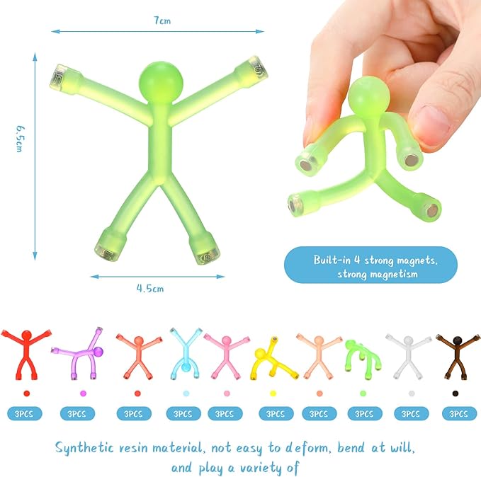 30 Pcs Humanoid Magnetic Toys Colorful Fidget Toys for Adults Hobbies Crafts Science Cute Novelty Man Fridge Magnets Men Refrigerator Magnets for Refrigerator, Door, Office Fun (Funny Style)
