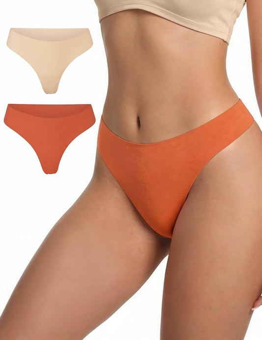 Seamless Thongs for Women No Show G-String Thong Breathable Cotton Panty Liners Underwear for Yoga Workout Gym