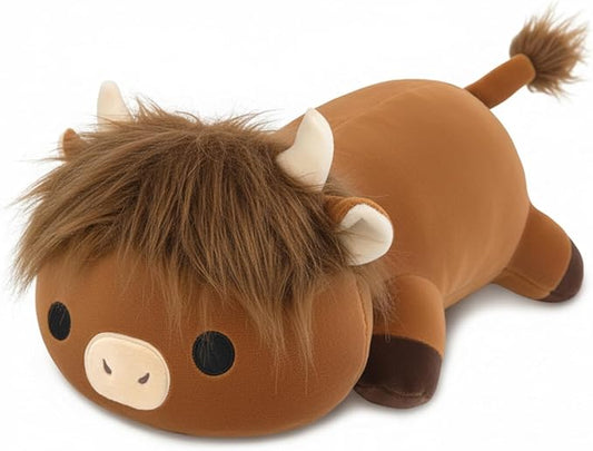 Weighted Stuffed Animals, 1.6 lbs Highland Cow Stuffed Animal with Weighted Beads, Cute Plush Toy Pillow Gifts for Adults Kids Boys Girls