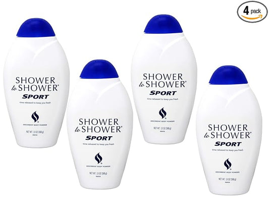 Shower to Shower Absorbent Body Powder, Sport, 13-Ounce Bottles (Pack of 4)