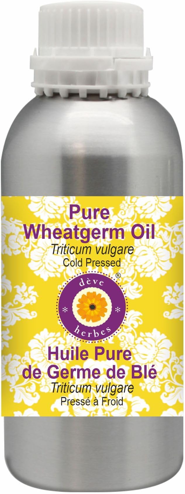 Deve Herbes Pure Wheatgerm Oil (Triticum vulgare) Cold Pressed 630ml (21 oz)