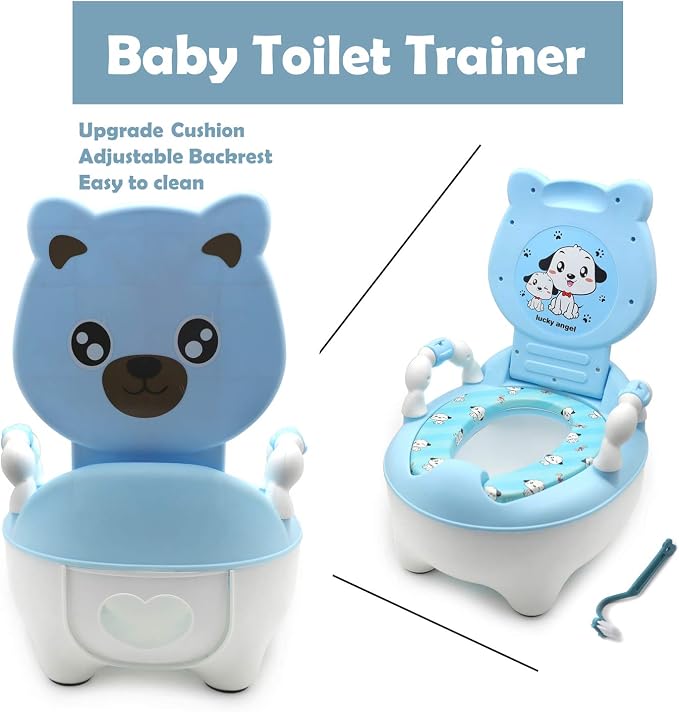 HongK- Portable Bear Blue Kids Baby Potty Training Seat Toddler Lovely Toilet Seat Stool Chair [P/N: ET-BABY003-BLUE]