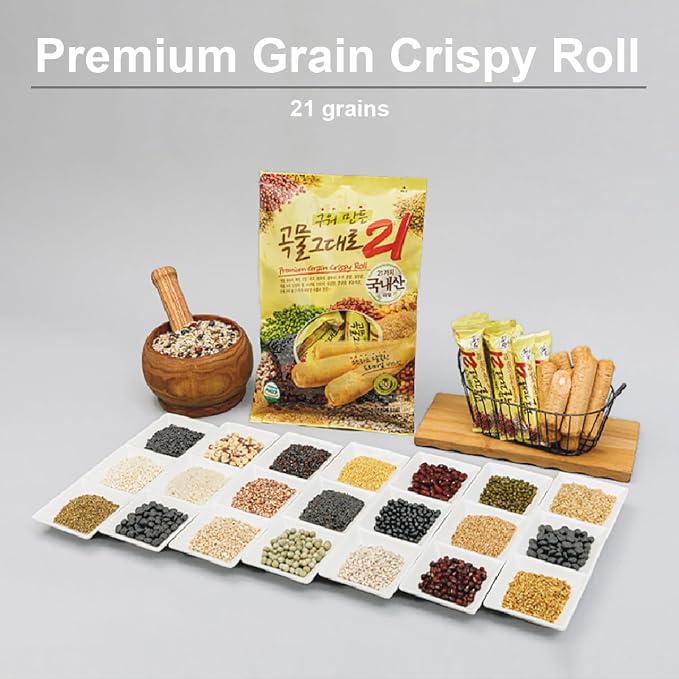 LENITH Korean Premium Multi Whole Grain Baked Crispy Rolls 21 Grains 180g(6.35oz 1090kcal)
