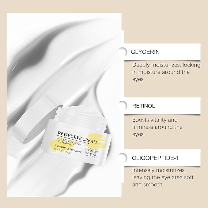 Hydration Eye Cream with Retinol and Peptide,Reduces Fine Lines and Wrinkles,Helps Improve Appearance Of Smoothness & Hydration