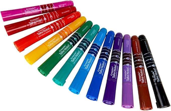 Crayola Take Note Dry Erase Markers for School (12ct) Essential Easter Basket Stuffers, Chisel Tip Whiteboard Markers, Spring Craft Supplies for Teachers, Low Odor